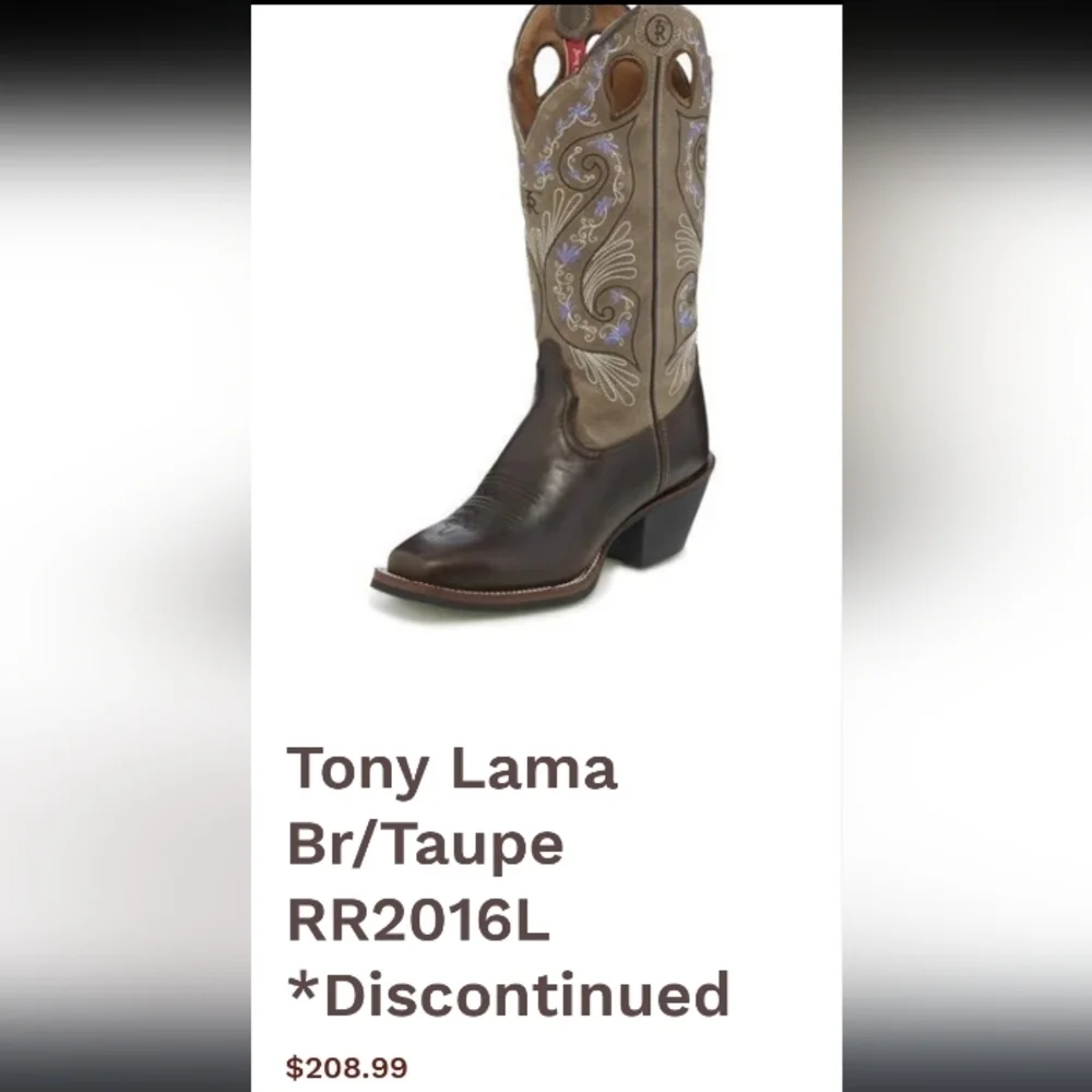 Tony Lama Deadstock Leather Purple Floral Tooled Western Cowboy Boot